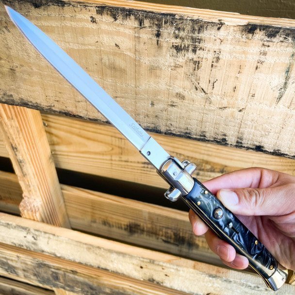Cuchillo Stiletto Big Boy de 13 Pulgadas - Acabado Perla Negra