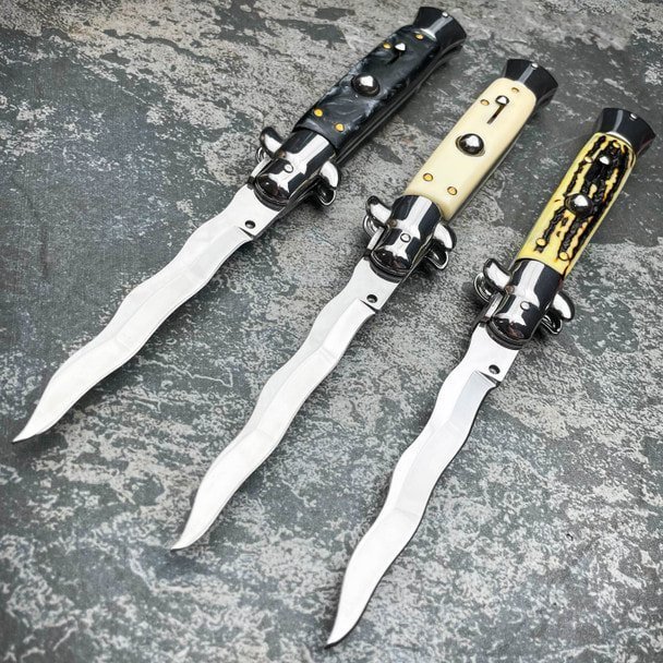 8.75 Zoll Italienisches Stilettmesser – Sammleroberfläche 66 Kris-Klinge