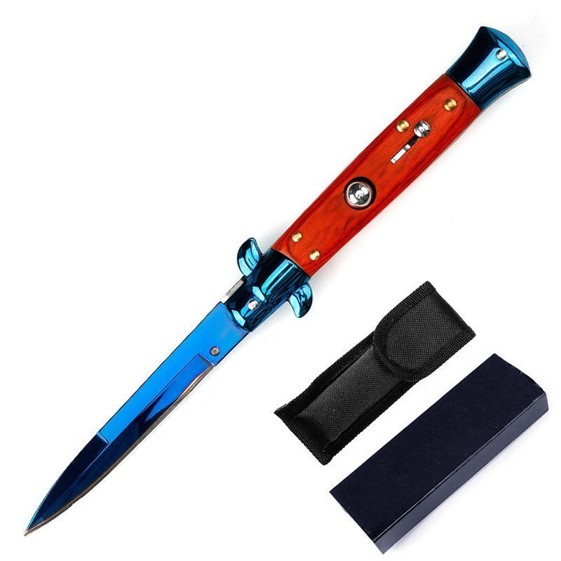 Italienisches Stilettmesser - Blau-rote Holzausführung