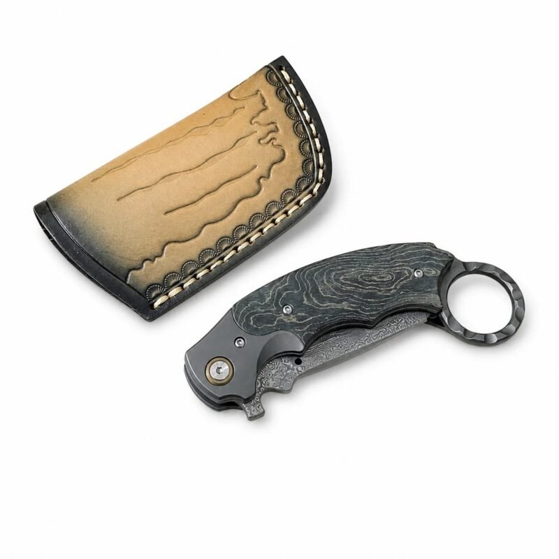Karambit Knife Damascus Steel Folding Claw Knife