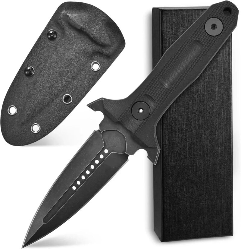 Stonewashed steel knife G10 handle full survival knife outdoor EDC camping