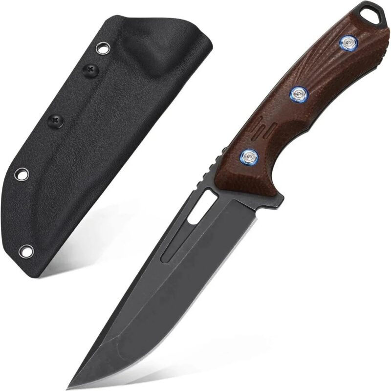 EF127 fixed straight knife 14C28N steel + coarse grain imported linen handle Survival knife