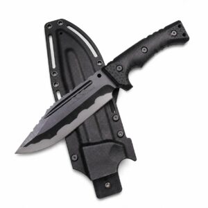 Camping outdoor survival knife portable knife high hardness straight knife sharp survival knife integrated keel high hardness tactical knife--Blcak-2