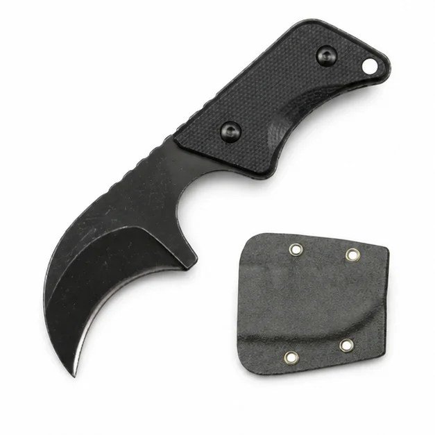 Neck Knife G10 handle with kydex sheath EDC tool -Black