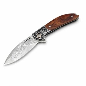 Damascus folding knife multi-function wilderness survival knife outdoor camping equipment