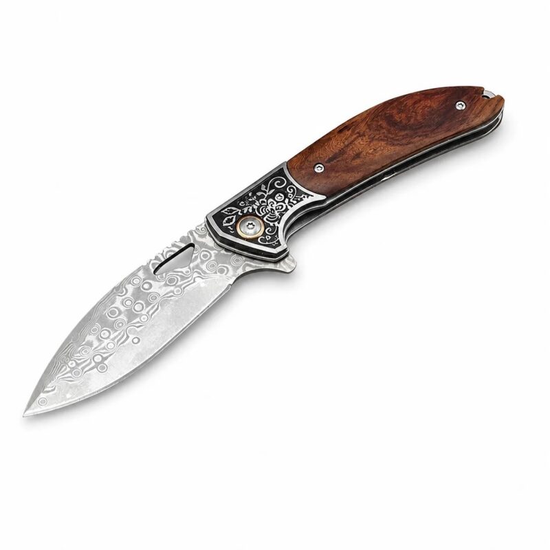Damascus folding knife multi-function wilderness survival knife outdoor camping equipment