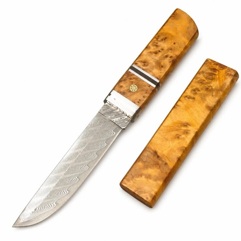 Thuja solid wood Damascus steel sharp gift knife