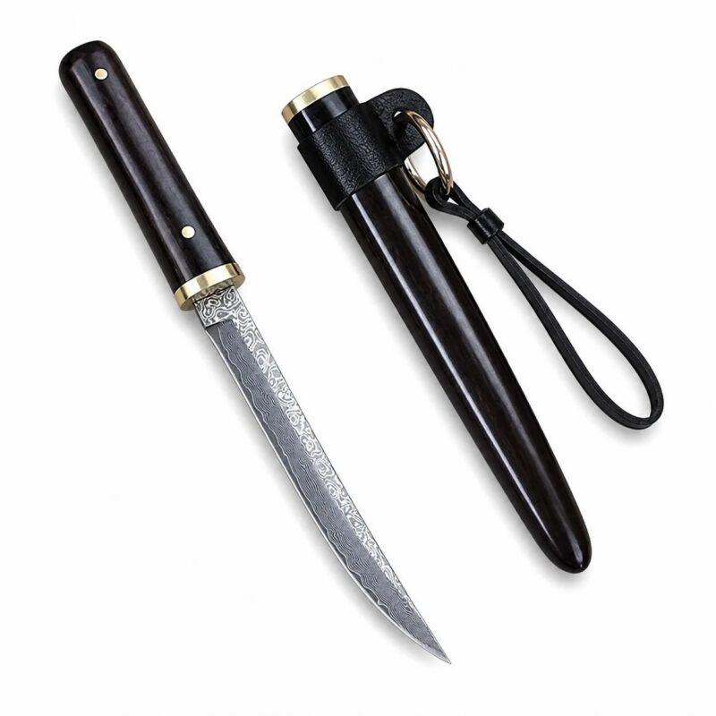 Longlin Damascus steel knife, hardness and sharpness, outdoor straight knife