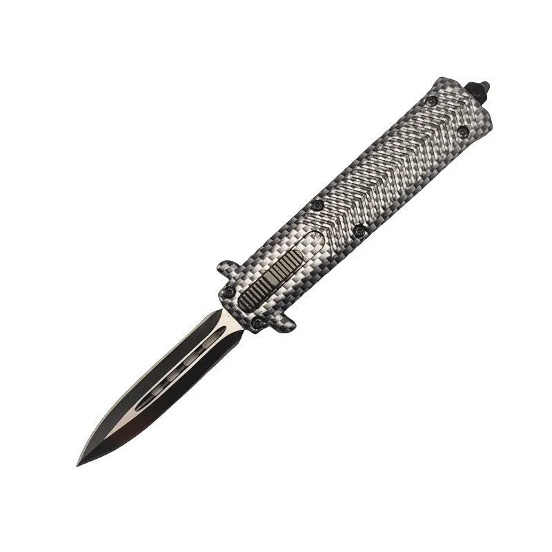 4.15 Inch Italian Stiletto Knife &ndash; Dual Action OTF (Silver)