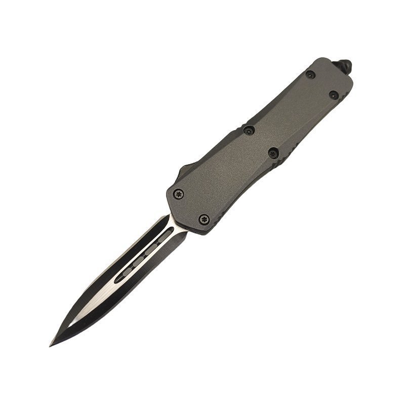 4 Inch OTF Automatic Knife &ndash; Black Handle Straight Edge