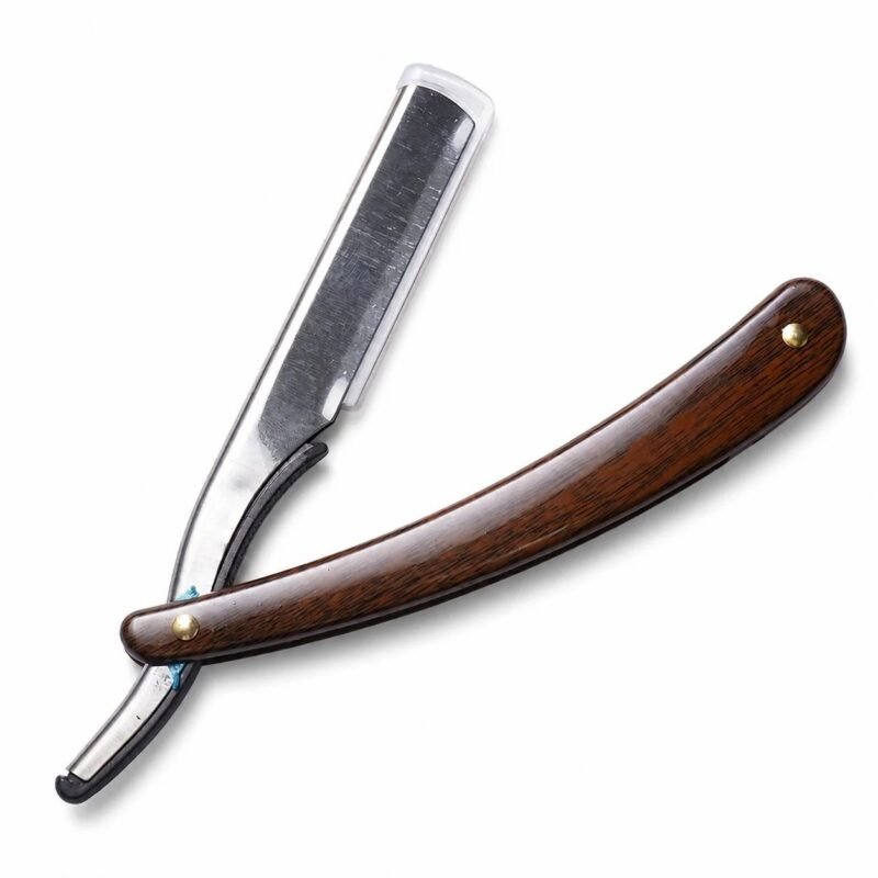 Portable Folding Straight Razor with Black Finish