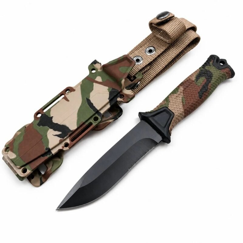 Camouflage Fixed Blade Outdoor Knife with Sheath