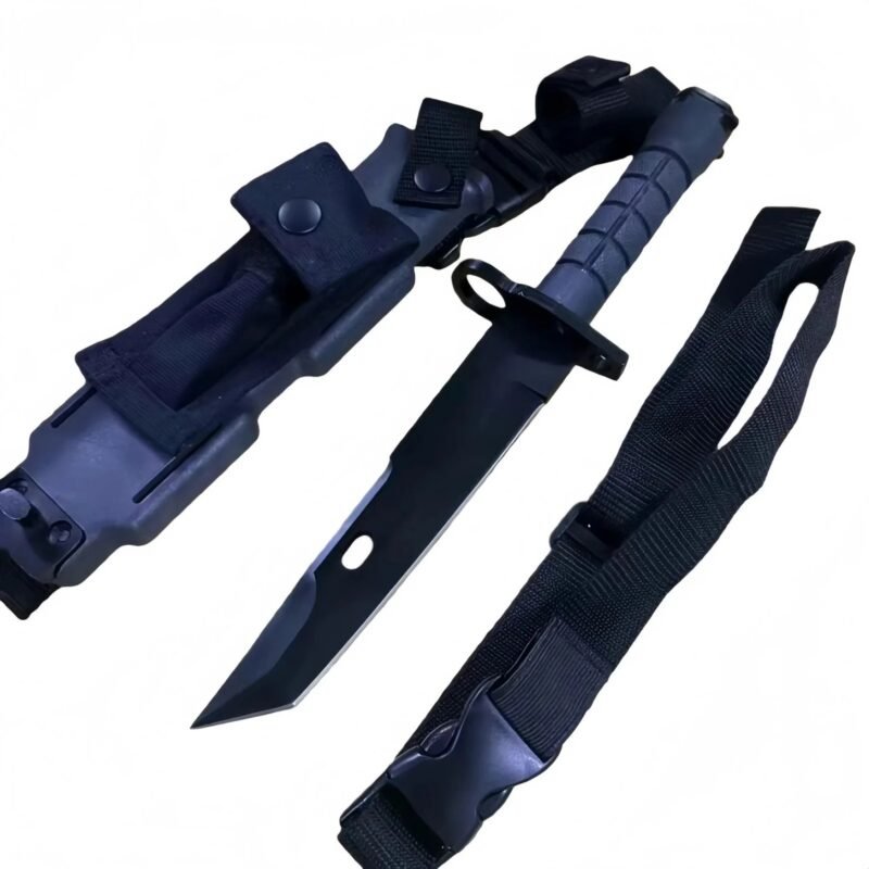 High-quality fixed blade bayonet, detachable, black.