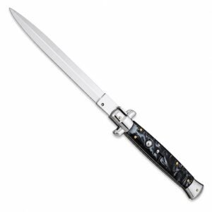 13 Inch Big Boy Auto Italian Stiletto Switch Blade Black Pearl