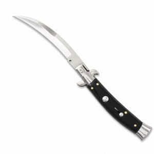 9 Inch Italian Stiletto Knife &ndash; Scimitar Blade Switchblade