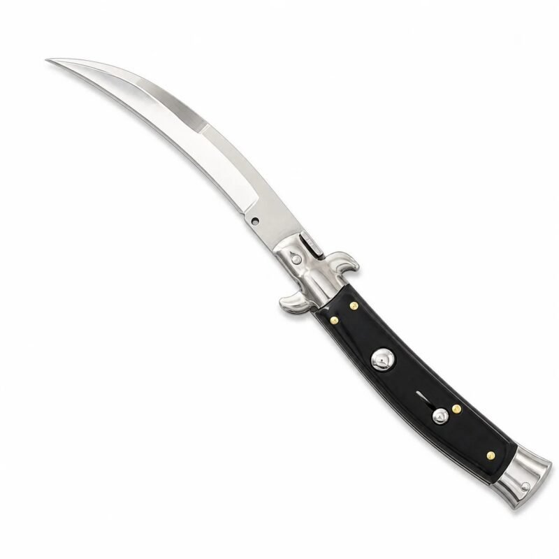 9 Inch Italian Stiletto Knife &ndash; Scimitar Blade Switchblade
