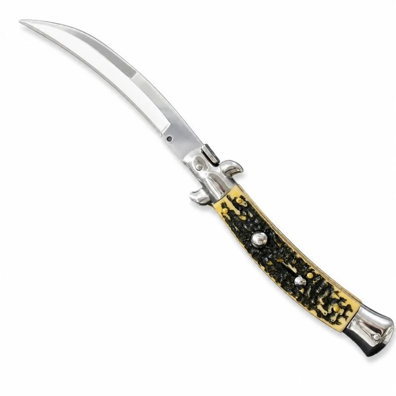 9 Inch Italian Stiletto Knife &ndash; Faux Deer Bone Handle Switchblade
