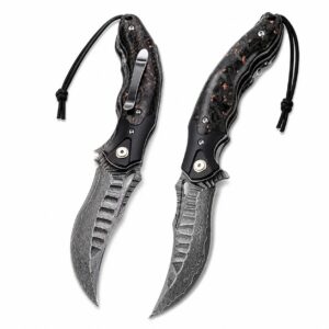 Abyss Damascus Quick-Opening Folding Knife