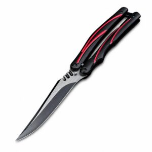 Unique Black-and-Red Handle Flipper Folding Knife