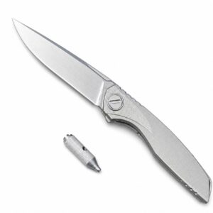 Bear Head Storm Titanium Handle Folding Knife