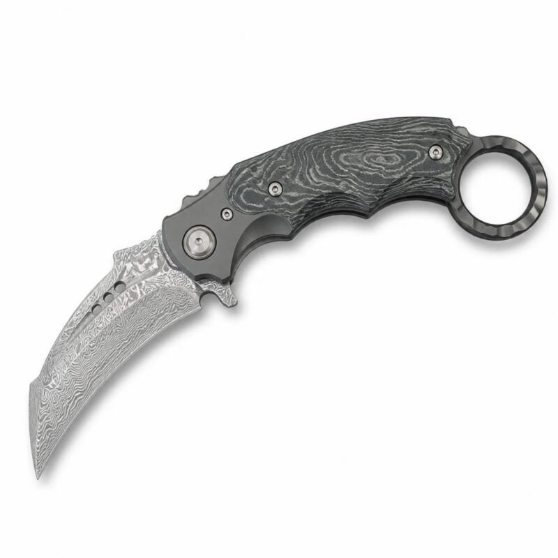 Violent Forest Folding Claws Damascus Karambit Knife