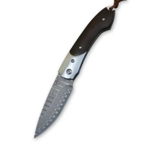 Damascus forged folding knife, portable camping survival folding knife
