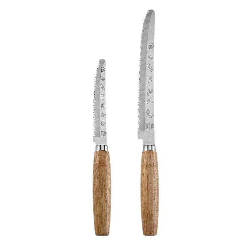 New style serrated knife with rubber wood handle