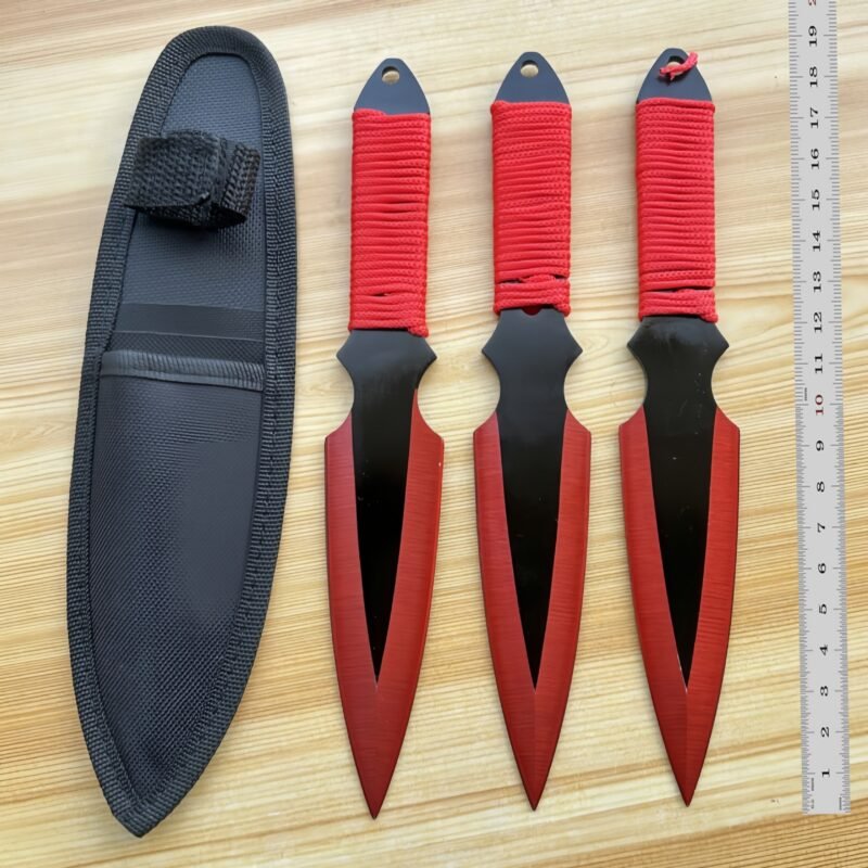 Practice Throwing Knife Set YF122 &ndash; 3-Piece, Red accent
