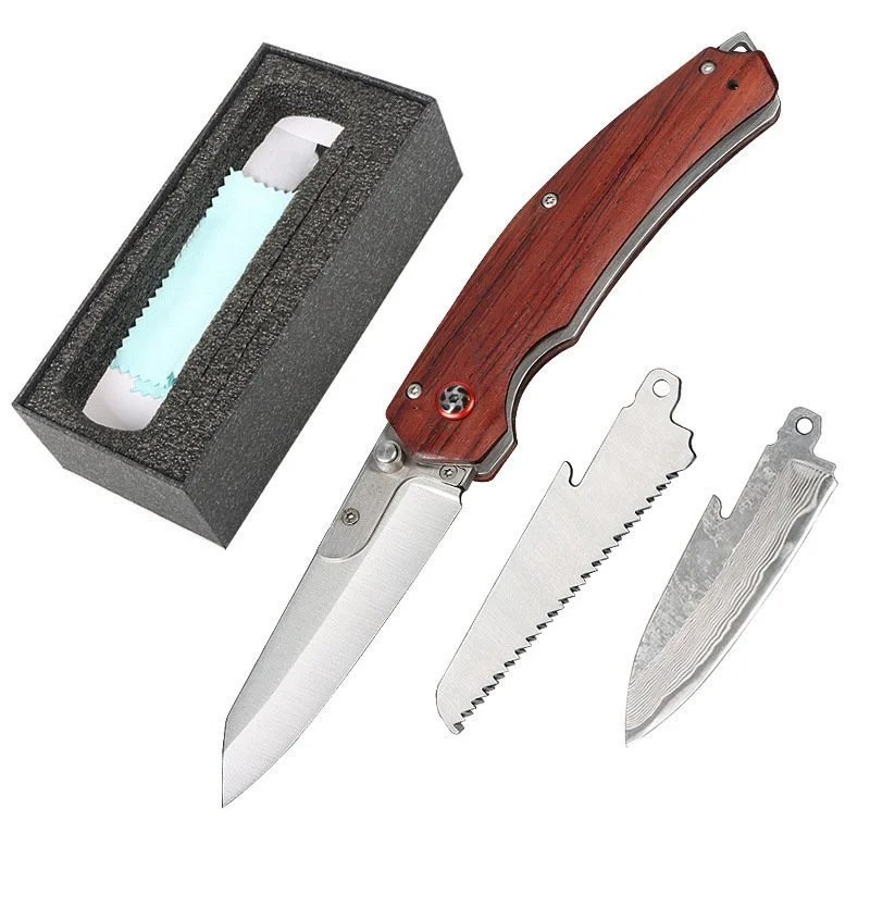 Wilderness survival folding knife multifunctional detachable Damascus folding knife