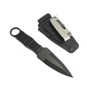 Couteau droit ext&eacute;rieur &agrave; haute duret&eacute; et tranchant, petit couteau droit tactique avec gaine K A-1 noir/poign&eacute;e noire
