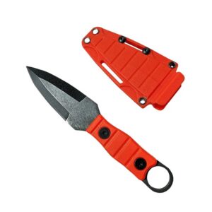 Outdoor straight knife, high hardness, sharpness, tactical small straight knife, with K sheath A-3 Stonewashed/Orange handles