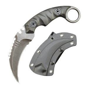 Karambit Knife D2 Steel + Nylon Fiberglass Handle Outdoor Claw Knife With Kydex Sheath Edc-Sliver