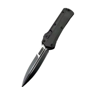 5.5 inch all black switchblade on white background